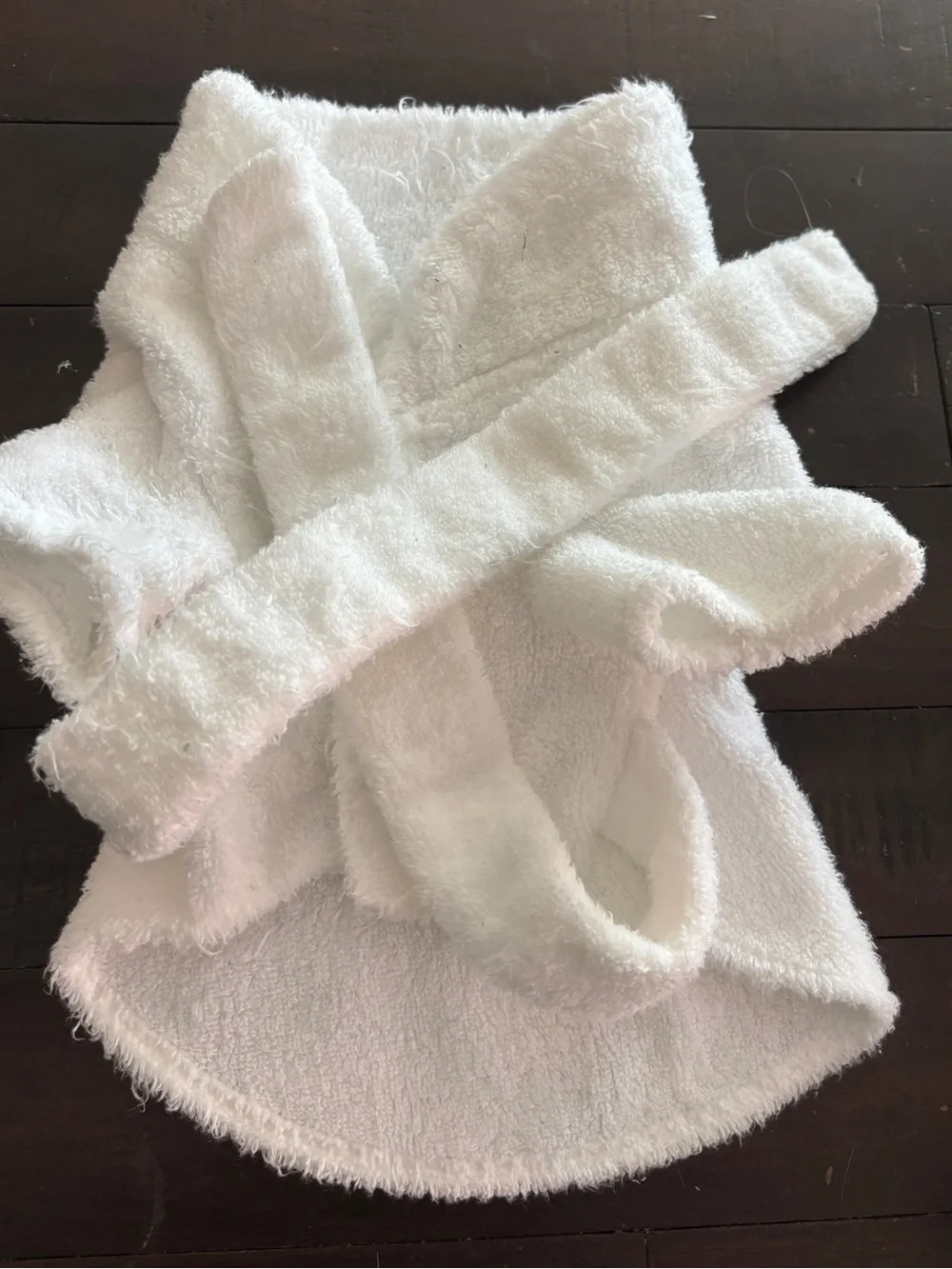 Plush White Crown Pet Robe - Soft Fleece Dog Robe